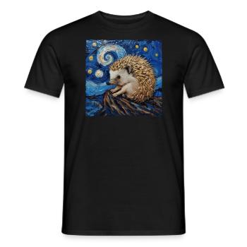 Hedgehog, Animal, Van Gogh, Starry Night - Men's T-Shirt - black - Front - AI Model Male 178 light (178cm)