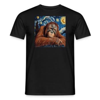 Orang-outan, singe, Van Gogh, nuit étoilée, cadeau - T-shirt homme - noir - Devant - AI Model Male 178 light (178cm)