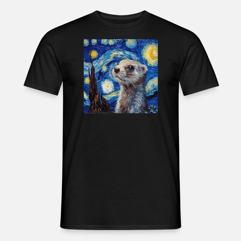 Frettchen, Van Gogh, Geschenk - Männer T-Shirt - Schwarz