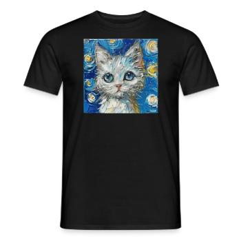 Cat, Cat Motif - Men's T-Shirt - black - Front - AI Model Male 178 light (178cm)