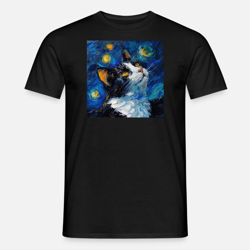 Chat, Motif De Chat - T-shirt homme - noir