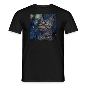 Cat, Cat Motif, - Men's T-Shirt - black - Front - AI Model Male 178 light (178cm)