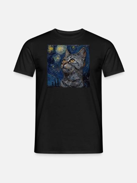 Chat, Motif De Chat, - T-shirt homme - noir