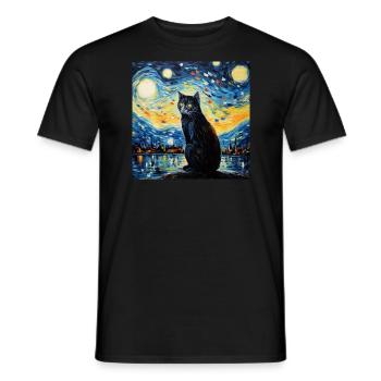 Cat, Cat Motif - Men's T-Shirt - black - Front - AI Model Male 178 light (178cm)