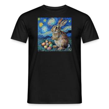 easter bunny, easter, bunny, happy easter, easter eggs, - Men's T-Shirt - black - Front - AI Model Male 178 light (178cm)