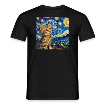Cat, cat motif - Men's T-Shirt - black - Front - AI Model Male 178 light (178cm)