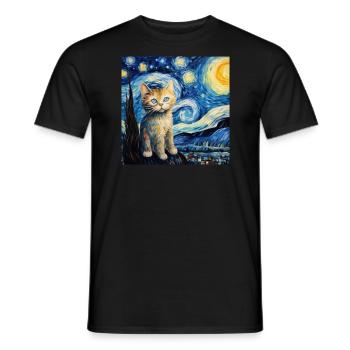 Cat, cat motif - Men's T-Shirt - black - Front - AI Model Male 178 light (178cm)