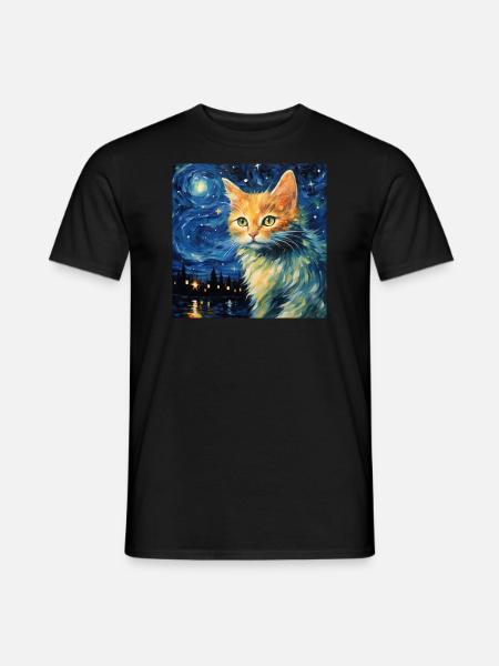 Chat, Motif De Chat - T-shirt homme - noir