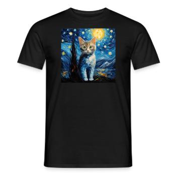 Cat, Cat Motif - Men's T-Shirt - black - Front - AI Model Male 178 light (178cm)