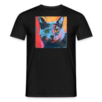 Katze, katzenmotiv, popart, geschenk, geschenkidee - Männer T-Shirt - Schwarz - Vorne - AI Model Male 178 light (178cm)