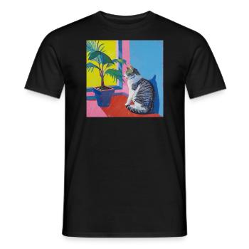 Katze, katzenmotiv, popart, geschenk, geschenkidee - Männer T-Shirt - Schwarz - Vorne - AI Model Male 178 light (178cm)