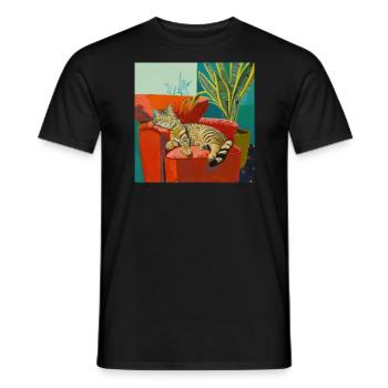 Katze, katzenmotiv, popart, geschenk, geschenkidee - Männer T-Shirt - Schwarz - Vorne - AI Model Male 178 light (178cm)