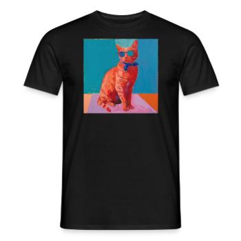 Katze, katzenmotiv, popart, geschenk, geschenkidee - Männer T-Shirt - Schwarz - Vorne - AI Model Male 178 light (178cm)