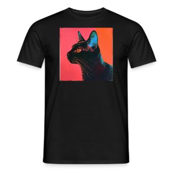 Katze, katzenmotiv, popart, geschenk, geschenkidee - Männer T-Shirt - Schwarz - Vorne - AI Model Male 178 light (178cm)