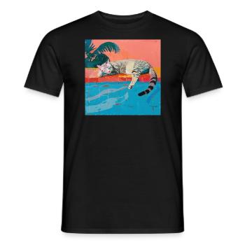 Katze, katzenmotiv, popart, geschenk, geschenkidee - Männer T-Shirt - Schwarz - Vorne - AI Model Male 178 light (178cm)