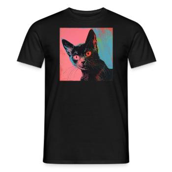 Katze, katzenmotiv, popart, geschenk, geschenkidee - Männer T-Shirt - Schwarz - Vorne - AI Model Male 178 light (178cm)