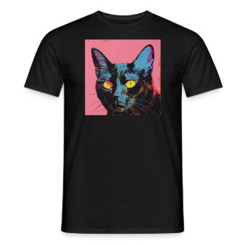 Katze, katzenmotiv, popart, geschenk, geschenkidee - Männer T-Shirt - Schwarz - Vorne - AI Model Male 178 light (178cm)