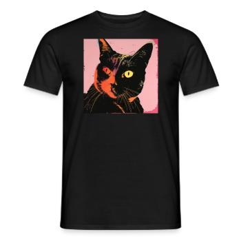 Katze, katzenmotiv, popart, geschenk, geschenkidee - Männer T-Shirt - Schwarz - Vorne - AI Model Male 178 light (178cm)