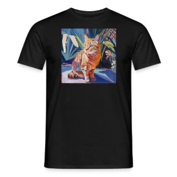 Katze, katzenmotiv, popart, geschenk, geschenkidee - Männer T-Shirt - Schwarz - Vorne - AI Model Male 178 light (178cm)