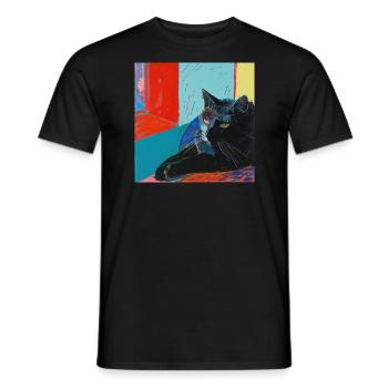 Katze, katzenmotiv, popart, geschenk, geschenkidee - Männer T-Shirt - Schwarz - Vorne - AI Model Male 178 light (178cm)