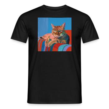 Katze, katzenmotiv, popart, geschenk, geschenkidee - Männer T-Shirt - Schwarz - Vorne - AI Model Male 178 light (178cm)