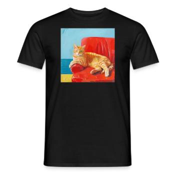 Katze, katzenmotiv, popart, geschenk, geschenkidee - Männer T-Shirt - Schwarz - Vorne - AI Model Male 178 light (178cm)