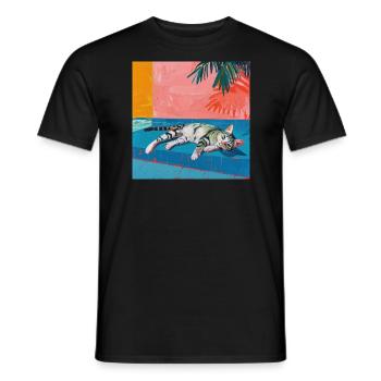 Katze, katzenmotiv, popart, geschenk, geschenkidee - Männer T-Shirt - Schwarz - Vorne - AI Model Male 178 light (178cm)