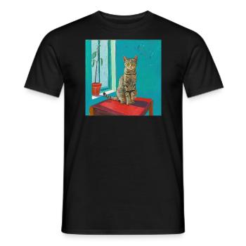 Katze, katzenmotiv, popart, geschenk, geschenkidee - Männer T-Shirt - Schwarz - Vorne - AI Model Male 178 light (178cm)