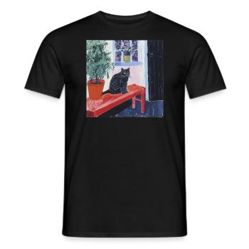 Katze, katzenmotiv, popart, geschenk, geschenkidee - Männer T-Shirt - Schwarz - Vorne - AI Model Male 178 light (178cm)