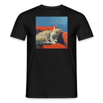 Katze, katzenmotiv, popart, geschenk, geschenkidee - Männer T-Shirt - Schwarz - Vorne - AI Model Male 178 light (178cm)