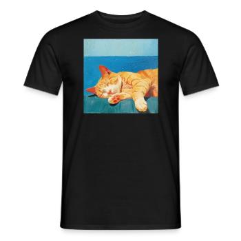 Katze, katzenmotiv, popart, geschenk, geschenkidee - Männer T-Shirt - Schwarz - Vorne - AI Model Male 178 light (178cm)