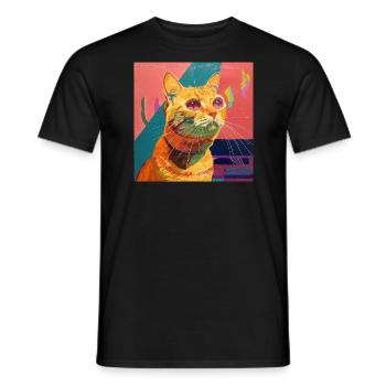 Katze, katzenmotiv, popart, geschenk, geschenkidee - Männer T-Shirt - Schwarz - Vorne - AI Model Male 178 light (178cm)