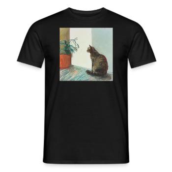 Katze, katzenmotiv, popart, geschenk, geschenkidee - Männer T-Shirt - Schwarz - Vorne - AI Model Male 178 light (178cm)