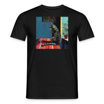 Katze, katzenmotiv, popart, geschenk, geschenkidee - Männer T-Shirt - Schwarz - Vorne - AI Model Male 178 light (178cm)