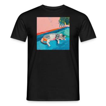 Katze, katzenmotiv, popart, geschenk, geschenkidee - Männer T-Shirt - Schwarz - Vorne - AI Model Male 178 light (178cm)