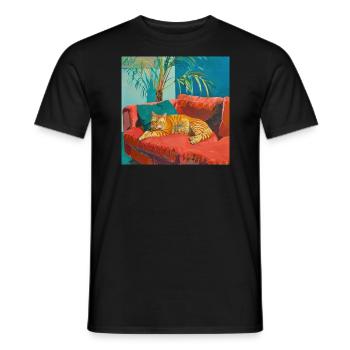 Katze, katzenmotiv, popart, geschenk, geschenkidee - Männer T-Shirt - Schwarz - Vorne - AI Model Male 178 light (178cm)