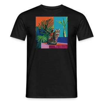 Katze, katzenmotiv, popart, geschenk, geschenkidee - Männer T-Shirt - Schwarz - Vorne - AI Model Male 178 light (178cm)