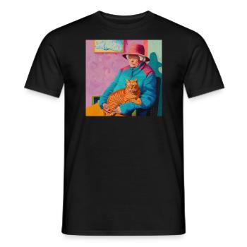 Katze, katzenmotiv, popart, geschenk, geschenkidee - Männer T-Shirt - Schwarz - Vorne - AI Model Male 178 light (178cm)