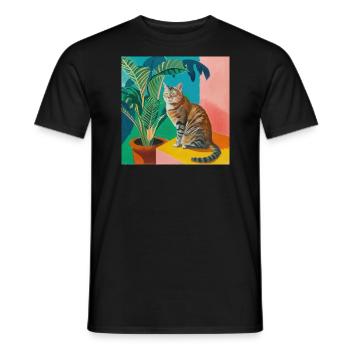 Katze, katzenmotiv, popart, geschenk, geschenkidee - Männer T-Shirt - Schwarz - Vorne - AI Model Male 178 light (178cm)