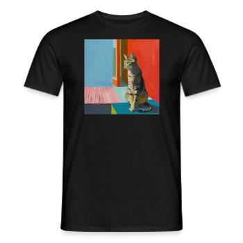 Katze, katzenmotiv, popart, geschenk, geschenkidee - Männer T-Shirt - Schwarz - Vorne - AI Model Male 178 light (178cm)