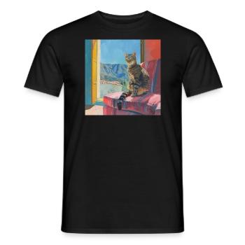Katze, katzenmotiv, popart, geschenk, geschenkidee - Männer T-Shirt - Schwarz - Vorne - AI Model Male 178 light (178cm)
