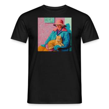 Katze, katzenmotiv, popart, geschenk, geschenkidee - Männer T-Shirt - Schwarz - Vorne - AI Model Male 178 light (178cm)