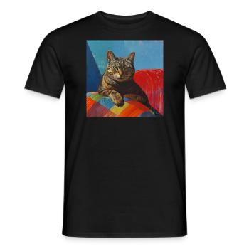 Katze, katzenmotiv, popart, geschenk, geschenkidee - Männer T-Shirt - Schwarz - Vorne - AI Model Male 178 light (178cm)