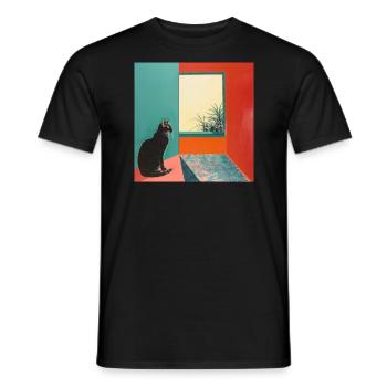 Katze, katzenmotiv, popart, geschenk, geschenkidee - Männer T-Shirt - Schwarz - Vorne - AI Model Male 178 light (178cm)