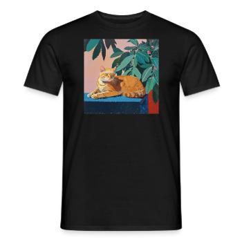 Katze, katzenmotiv, popart, geschenk, geschenkidee - Männer T-Shirt - Schwarz - Vorne - AI Model Male 178 light (178cm)