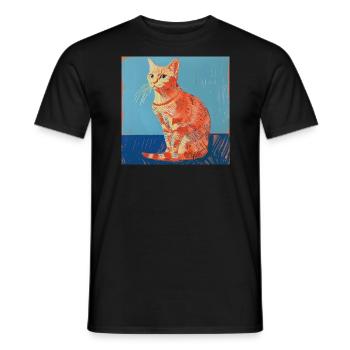 Katze, katzenmotiv, popart, geschenk, geschenkidee - Männer T-Shirt - Schwarz - Vorne - AI Model Male 178 light (178cm)