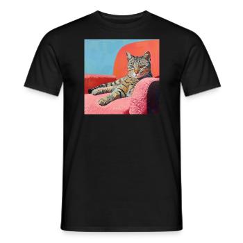 Katze, katzenmotiv, popart, geschenk, geschenkidee - Männer T-Shirt - Schwarz - Vorne - AI Model Male 178 light (178cm)