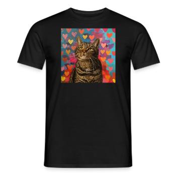 Katze, katzenmotiv, popart, geschenk, geschenkidee - Männer T-Shirt - Schwarz - Vorne - AI Model Male 178 light (178cm)