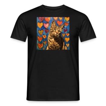 Katze, katzenmotiv, popart, geschenk, geschenkidee - Männer T-Shirt - Schwarz - Vorne - AI Model Male 178 light (178cm)