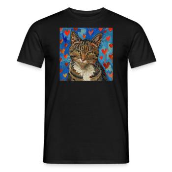 Katze, katzenmotiv, popart, geschenk, geschenkidee - Männer T-Shirt - Schwarz - Vorne - AI Model Male 178 light (178cm)